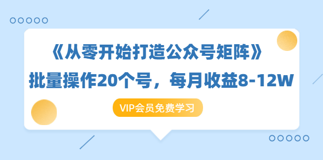 《从零开始打造公众号矩阵》批量操作20个号，每月收益大概8-12W（44节课）-大东资源库