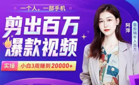 小白易上手的手机剪辑赚钱课，抓住短视频风口月赚2万+-大东资源库