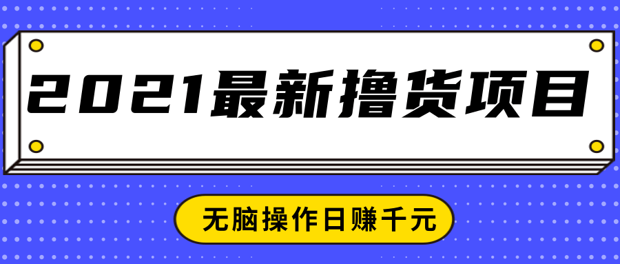 2021最新撸货项目，一部手机即可实现无脑操作轻松日赚千元-大东资源库