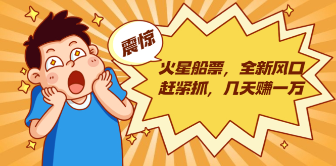 火星船票,全新风口赶紧抓,几天赚一万+摆地摊卖尾货月入一万(5个项目)-大东资源库