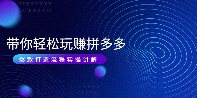 带你轻松玩赚拼多多：花的少 赚的多 爆款更简单 爆款打造流程实操讲解-大东资源库