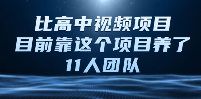 比高中视频项目，目前靠这个项目养了11人团队【视频课程】-大东资源库
