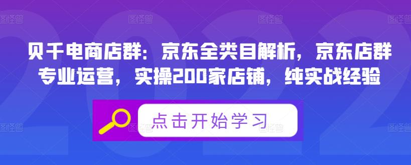 贝千电商店群：京东全类目解析，京东店群专业运营，实操200家店铺，纯实战经验-大东资源库
