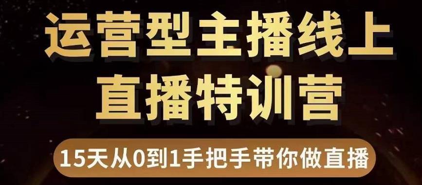 直播电商运营型主播特训营，0基础15天手把手带你做直播带货-大东资源库