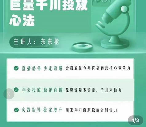 巨量千川优化师投放实操课，学会投放，稳定直播，稳定增产-大东资源库