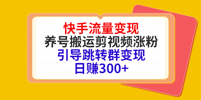 快手流量变现，养号搬运剪视频涨粉，引导跳转群变现日赚300+-大东资源库