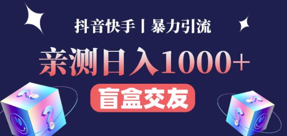 日收益1000+的交友盲盒副业丨有手就行的抖音快手暴力引流-大东资源库