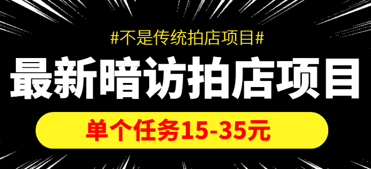 最新暗访拍店信息差项目，单个任务15-35元（不是传统拍店项目）-大东资源库