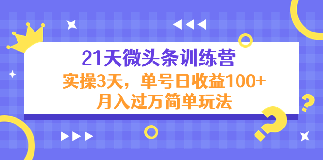21天微头条训练营，实操3天，单号日收益100+月入过万简单玩法-大东资源库