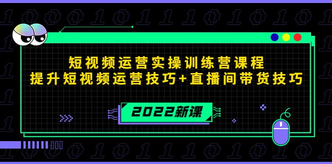 2022短视频运营实操训练营课程，提升短视频运营技巧+直播间带货技巧-大东资源库