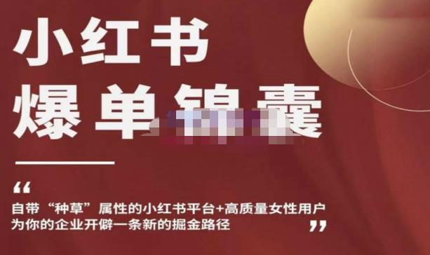 小红书爆单锦囊，自带种草属性+高质量女性用户，为你的企业开辟一条新的掘金路径-大东资源库