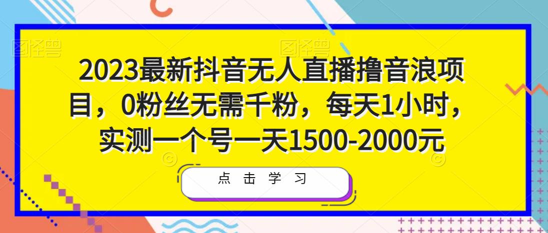 2023最新抖音无人直播撸音浪项目，0粉丝无需千粉，每天1小时，实测一个号一天1500-2000元-大东资源库