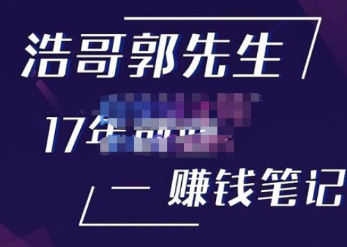 浩哥郭先生17年创业赚米笔记，打开你对很多东西的认知，让你知道原来赚钱或创业不单单是发力就行-大东资源库