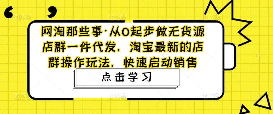 网淘那些事·从0起步做无货源店群一件代发，淘宝最新的店群操作玩法，快速启动销售-大东资源库