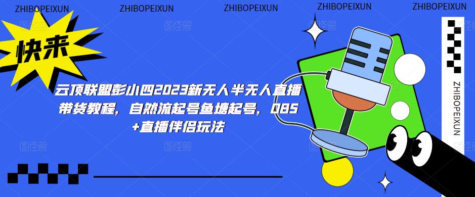云顶联盟彭小四2023新无人半无人直播带货教程，自然流起号鱼塘起号，OBS+直播伴侣玩法-大东资源库