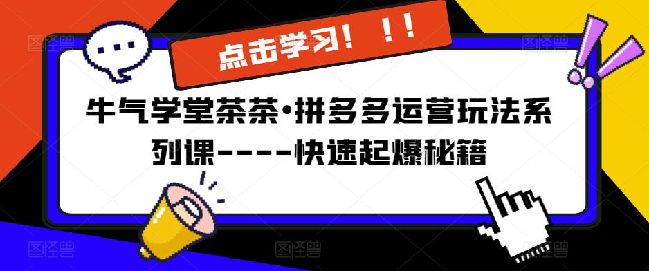 牛气学堂茶茶•拼多多运营玩法系列课—-快速起爆秘籍【更新】-大东资源库