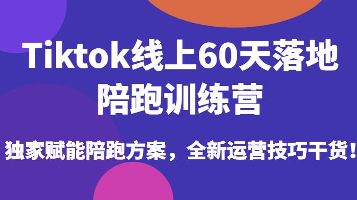 Tiktok线上60天落地陪跑训练营，独家赋能陪跑方案，全新运营技巧干货-大东资源库