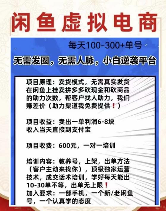外边收费600多的闲鱼新玩法虚似电商之拼多多助力项目，单号100-300元-大东资源库