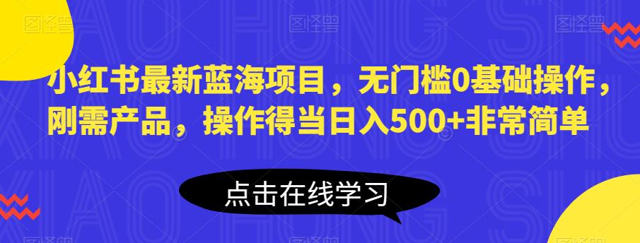 小红书最新蓝海项目，无门槛0基础操作，刚需产品，操作得当日入500+非常简单【揭秘】-大东资源库