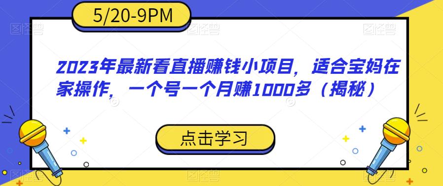 2023年最新看直播赚钱小项目，适合宝妈在家操作，一个号一个月赚1000多（揭秘）-大东资源库