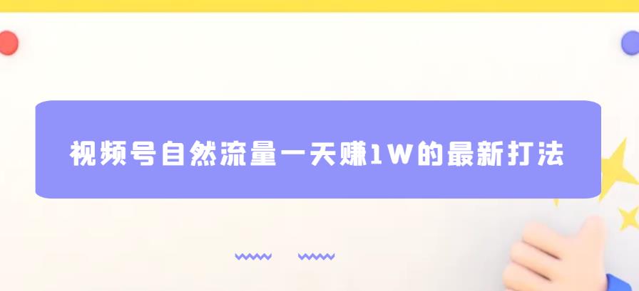 视频号自然流量一天赚1W的最新打法，基本0投资【揭秘】-大东资源库