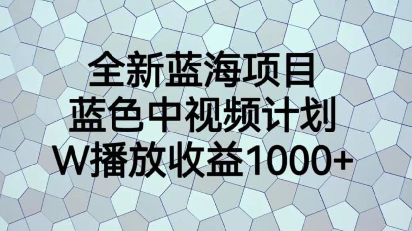 全新蓝海项目，蓝色中视频计划，1W播放量1000+【揭秘】-大东资源库