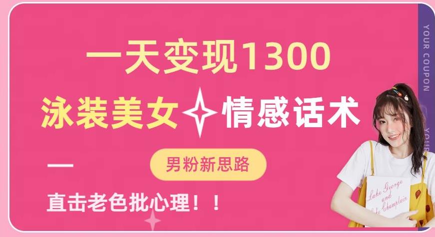 一天变现1300，泳装美女+情感话术，提供素材，无脑矩阵操作【揭秘】-大东资源库