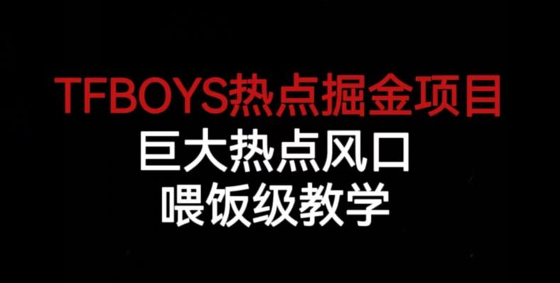 TFBOYS热点掘金项目，巨大热点风口，喂饭级教学-大东资源库