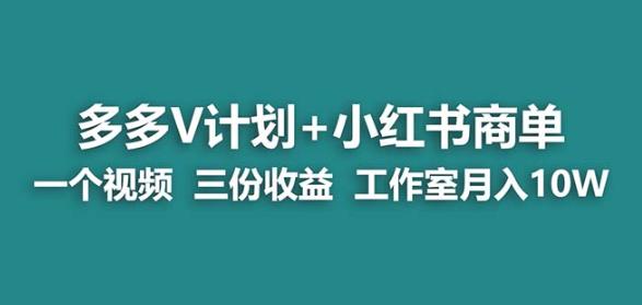 【蓝海项目】多多v计划+小红书商单一个视频三份收益工作室月入10w-大东资源库