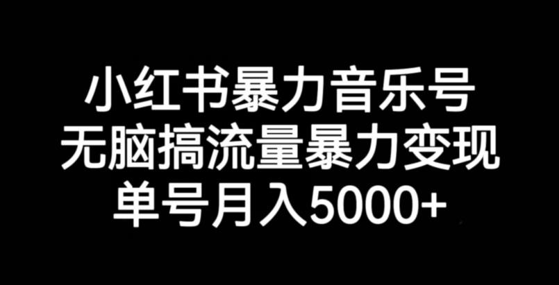 小红书暴力音乐号，无脑搞流量暴力变现，单号月入5000+-大东资源库