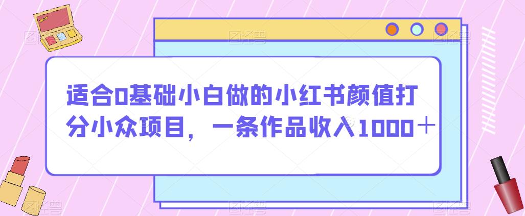 适合0基础小白做的小红书颜值打分小众项目，一条作品收入1000＋【揭秘】-大东资源库