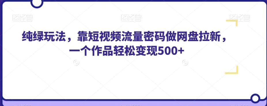 纯绿玩法，靠短视频流量密码做网盘拉新，一个作品轻松变现500+【揭秘】-大东资源库
