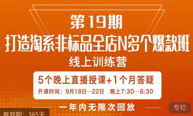 打造淘系非标全店N多个爆款线上课，​5天直播课-大东资源库