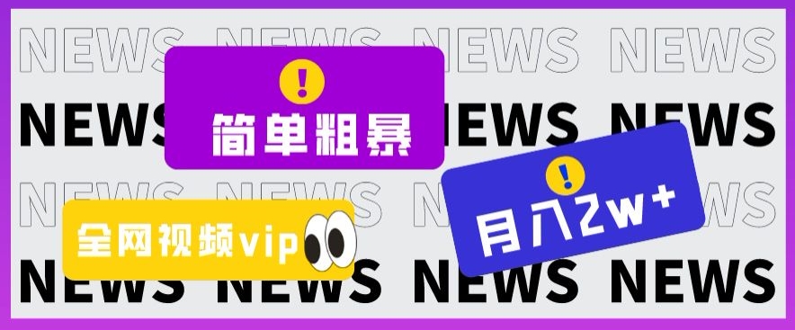 简单粗暴零成本，高回报，全网视频VIP掘金项目，月入2万＋【揭秘】-大东资源库