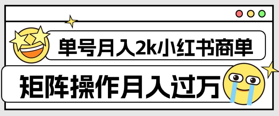 外面收费1980的小红书商单保姆级教程，单号月入2k，矩阵操作轻松月入过万-大东资源库