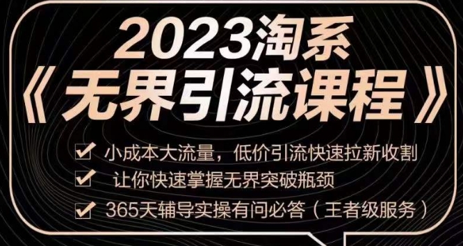 2023淘系无界引流实操课程，​小成本大流量，低价引流快速拉新收割，让你快速掌握无界突破瓶颈-大东资源库