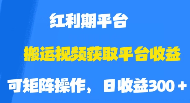 搬运视频获取平台收益，平台红利期，附保姆级教程【揭秘】-大东资源库