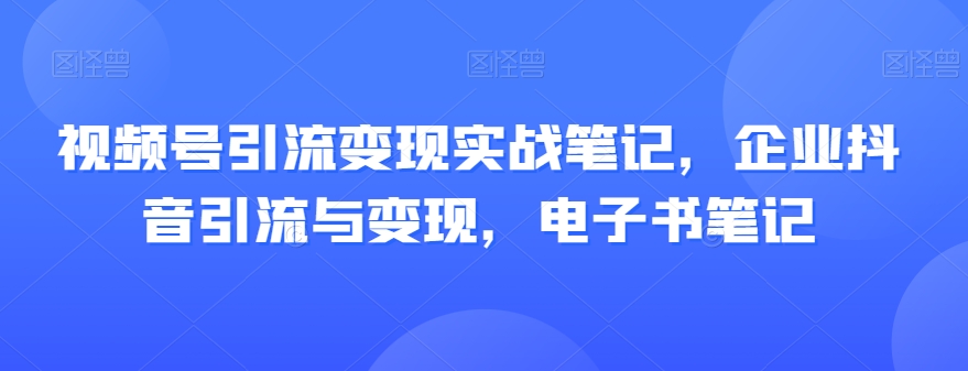 视频号引流变现实战笔记，企业抖音引流与变现，电子书笔记-大东资源库