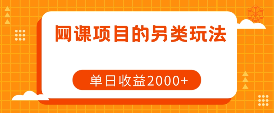 网课项目的另类玩法，单日收益2000+【揭秘】-大东资源库