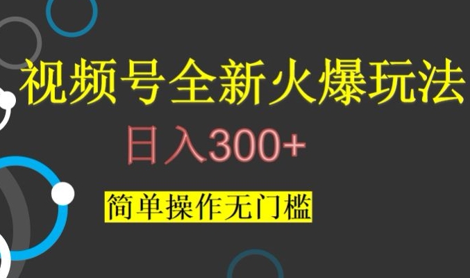 视频号最新爆火玩法，日入300+，简单操作无门槛【揭秘】-大东资源库
