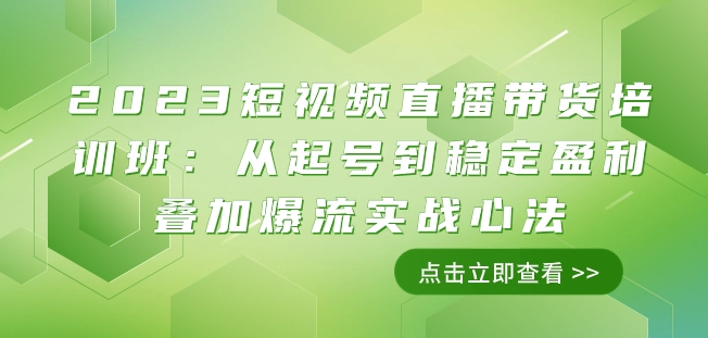 2023短视频直播带货培训班：从起号到稳定盈利叠加爆流实战心法（11节课）-大东资源库