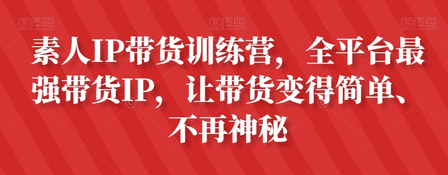 素人IP带货训练营，全平台最强带货IP，让带货变得简单、不再神秘-大东资源库