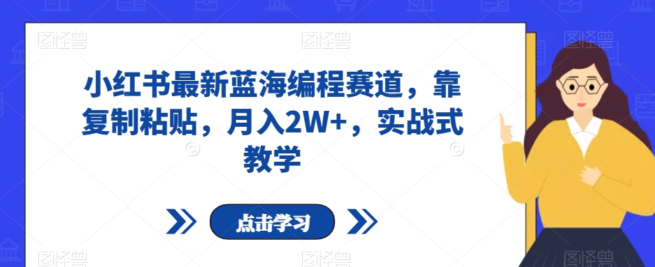 小红书最新蓝海编程赛道，靠复制粘贴，月入2W+，实战式教学【揭秘】-大东资源库
