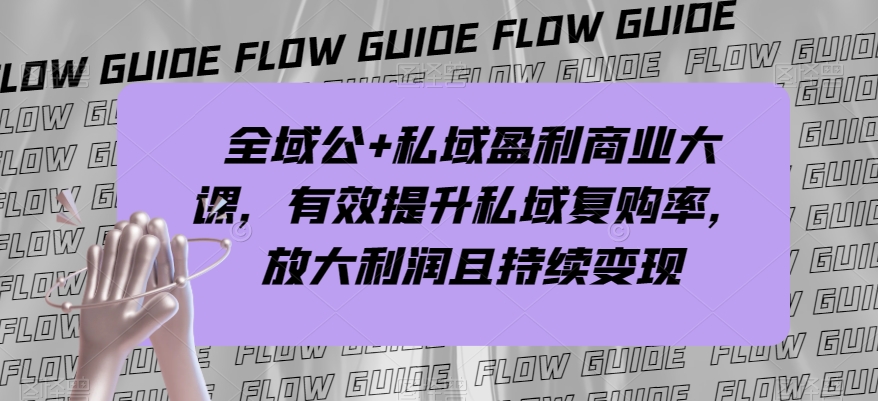 全域公+私域盈利商业大课，有效提升私域复购率，放大利润且持续变现-大东资源库