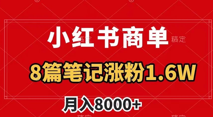 小红书商单最新玩法，8篇笔记涨粉1.6w，作品制作简单，月入8000+【揭秘】-大东资源库