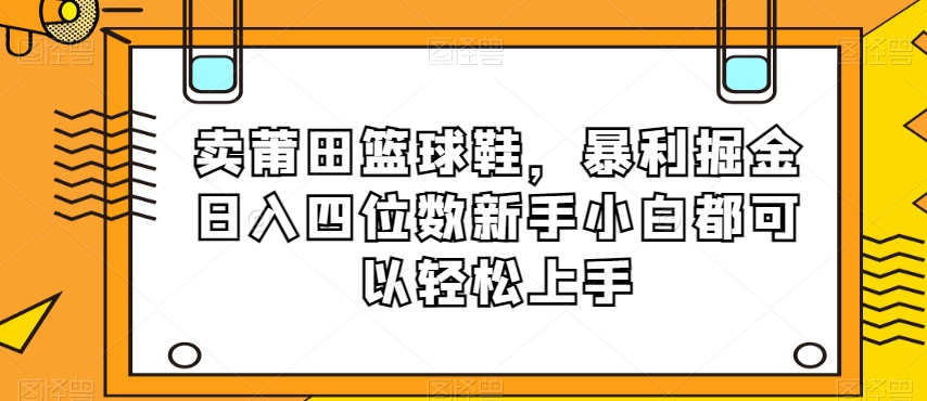卖莆田篮球鞋，暴利掘金日入四位数新手小白都可以轻松上手【揭秘】-大东资源库