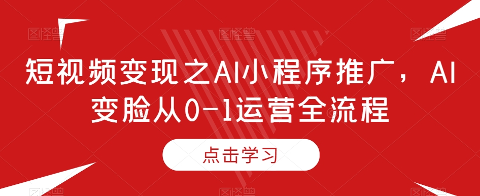 短视频变现之AI小程序推广，AI变脸从0-1运营全流程-大东资源库