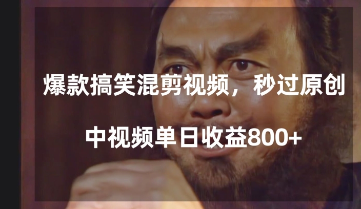 爆款搞笑混剪视频，百分百过原创，单日中视频播放收益800+【揭秘】-大东资源库