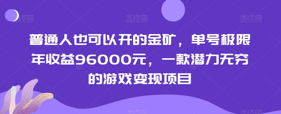 普通人也可以开的金矿，单号极限年收益96000元，一款潜力无穷的游戏变现项目【揭秘】-大东资源库