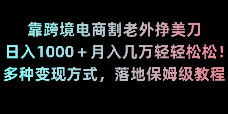 靠跨境电商割老外挣美刀,日入1000+月入几万轻轻松松!多种变现方式,落地保姆级教程【揭秘】-大东资源库